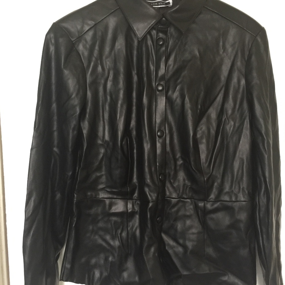 Pleather collared button shirt BNWT